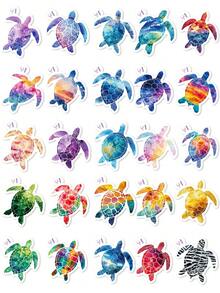50Pcs Sea Turtles Stickers For Water Bottles, Colorful Ocean Animals Aesthetic Laptop Decals For Water Bottle Laptop Scrapbook, Back To School For Classroom Rewards - Multicolor - View 7