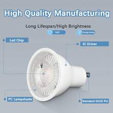 CANMEIJIA 3个/4个GU10灯座，兼容GU10 LED灯泡，电压85V-265V，暖白光、冷白光、中性白光、三色温可调，聚焦照明，光线柔和均匀，带来舒适的视觉体验，即插即用，安装更换简便，散热高效，适用于家庭和商业场所。 - LED燈泡GU10燈座 - 查看 5