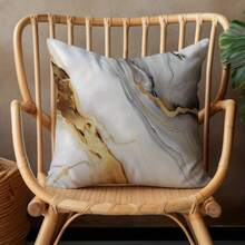 4 件套灰色和金色大理石纹理图案抱枕套 - 17.7*17.7 英寸，2D 数码单面印花，现代风格，带拉链，可机洗，适用于多种房间类型（不含枕芯）