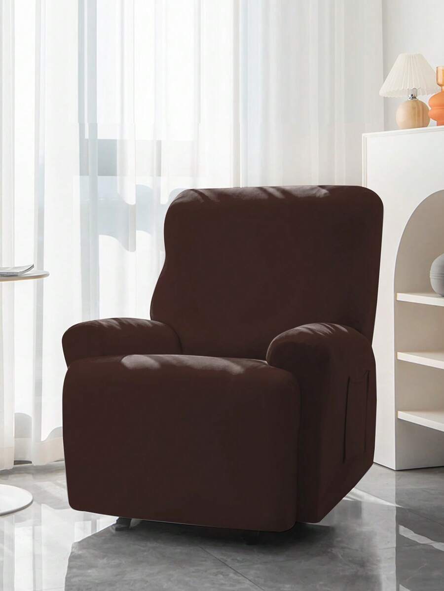 1/2/3pcs Solid Color Silk Elastic Thickened Sofa Cushion Cover, Waterproof Elastic Dust-Proof Washable, Massage Chair Cover, Multiple Colors Available, Modern Minimalist All-Season Non-Slip Sofa Cover, Home Decor - Coffee Brown - View 1