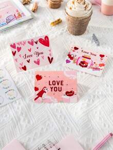 18pcs Valentine's Day Greeting Card Set, Includes Envelopes And Stickers, Foldable Heart-Shaped Cards, Red And Pink Envelopes, "I Love You" Romantic Anniversary Postcards, Suitable For Valentine's Day, Anniversary, Wedding Party Supplies - Multicolor - View 8