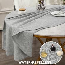 Round Edged Tablecloth, Made Of Country Style Linen, Waterproof, Oil-Proof, Dust-Proof, Suitable For Kitchen Dining, Restaurant Decor, Holiday Party, Fabric Tablecloth, Home Textile - Khaki - View 12