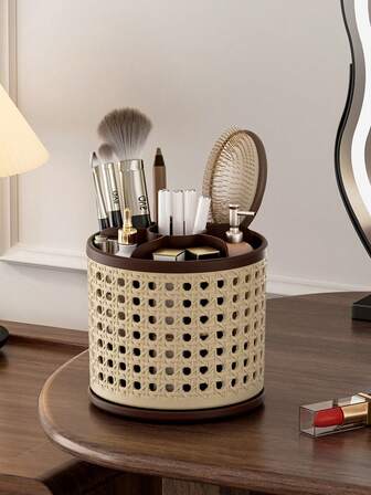 The Red Eye Shadow Storage Rack At The Top Of The Medieval Dressing Table, The Desk Brush Holder, The Rotary Large Capacity Split Makeup Brush Storage Holder, Which Can Rotate 360 Degrees, Is Suitable For The Storage Of Beauty Makeup Brushes In Autumn And Winter