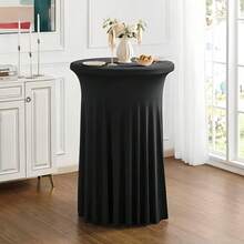 32x43 Inch Round Cocktail Table Skirt, Spandex Elastic Round Tablecloth, Suitable For Bar, Pub, Wedding, Party, Banquet, Birthday