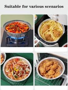 50pcs Air Fryer Paper, Tin Foil Bowls, Tin Foil Plates, Household Electric Ovens For Baking Tin Foil Bowls, Oil Paper, High-Temperature Resistant Tin Foil, Very Suitable For Use In Parties And Holidays For Seemingly Frying Things, Suitable For Kitchens, Dormitories, Outdoors, Packaging, Can Be Heated With Open Flames