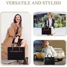 Laptop Tote Bag WomenRAVUO Water Resistant 15.6 Inch Large Canvas Shoulder Handbag With Wallet Purse For Business Work Travel - Black - View 6