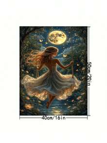 Moonlit Fairy DIY Paint By Numbers Kit, Adult Craft Kit, Frameless Art Oil Painting Set, Bedroom Decor, Art Wall Decor, Easy & Fun Painting, No Skills Needed, Fulfill Your Artist Dream, Immerse Yourself In Color, Each Stroke Is SelfExpression, Add Romance To Life, Best Gift For Family & Friends, Halloween Christmas Holiday Gift 40*50CM - 彩色 - 查看 2