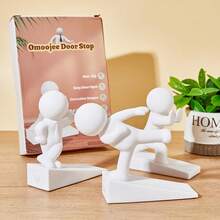 可爱功夫门挡 - 耐用塑料门楔，带有可爱的功夫人物图案，底部有地板保护垫，易于安装，适合有宠物的家庭，经久耐用，可用作入口门挡、门保护墙、门墙保护器、防刮门盖和隐私帘。 - 彩色 - 查看 2