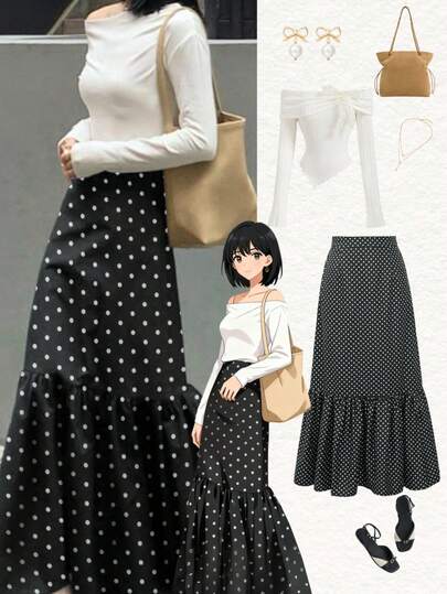 2025 时尚日报优雅街头通勤纯色拉链拼接女长裙，适合春、秋、冬假期穿着