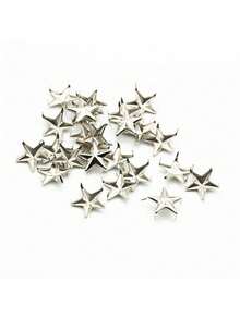 50/100pcs/Pack Silver Metal Star Studs, DIY Clothing Shoes Bags Accessories, Punk Leather Rivet Spike Buttons - Multicolor - View 2