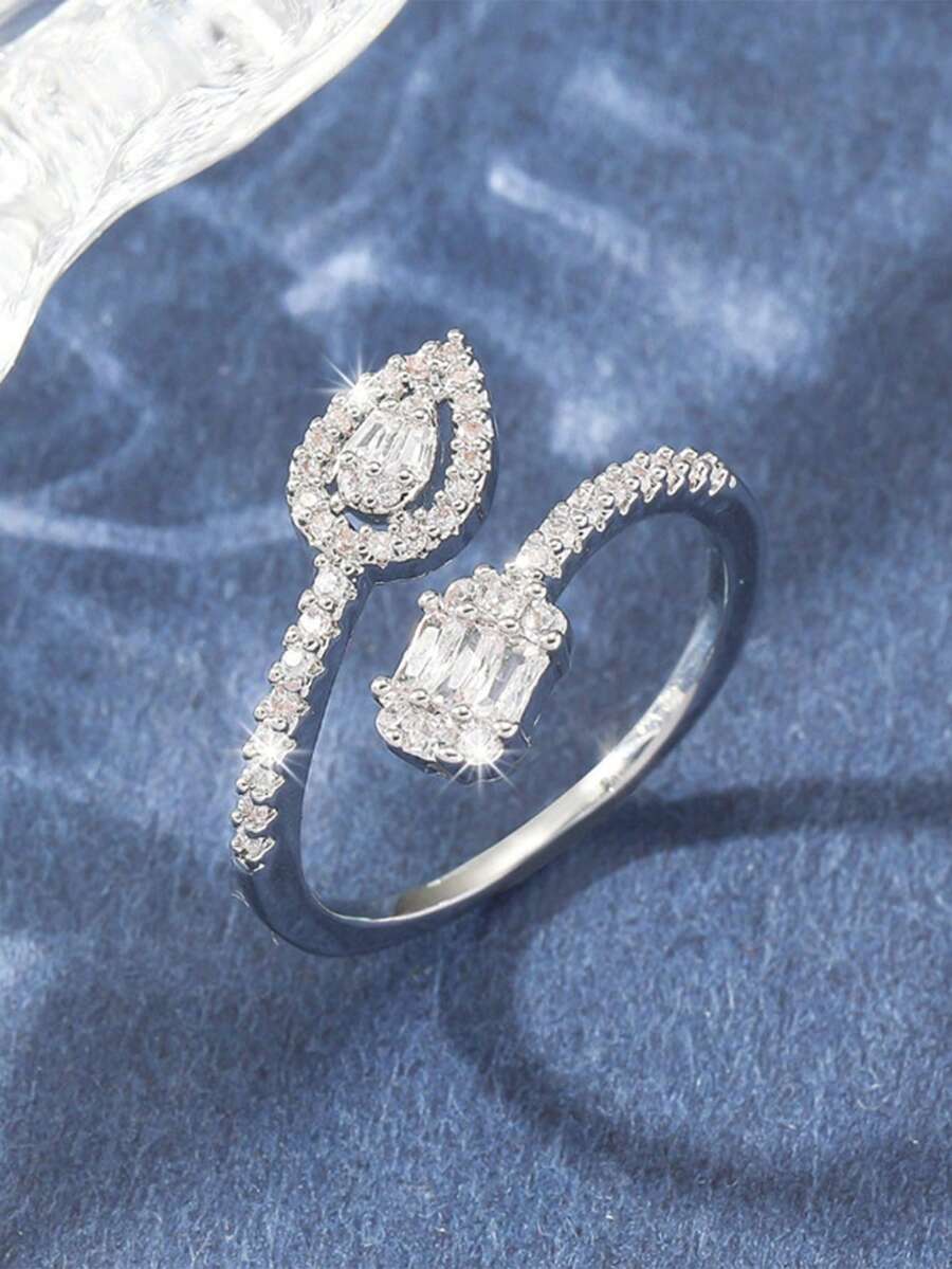 Geometric Rectangular Zirconia Diamond Retro Luxury Rings, Women Jewelry - Ring - View 1