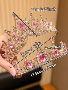 2pcs Pink Princess Crown, Gifts For Girls, Party Headband, Holiday Party Decoration, Wedding Bridal Tiara, Cosplay Accessories - Multicolor - View 3