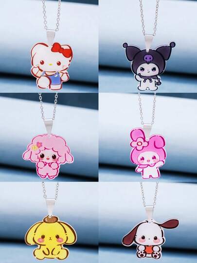  1pc Cute Cartoon Sanrio Hello Kitty Pendant Necklace, Fashionable Jewelry, Suitable For Daily Wear