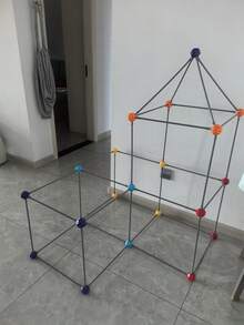 98pcs Castle 3D Geometric Building Blocks DIY House Construction Straws Transformable Building Blocks Children's Spatial Intelligence Development Play Tent DIY Bead Castle Building Blocks