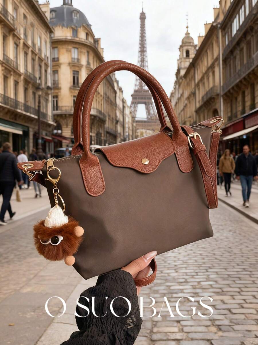 New Winter Mini Fashion Handbag, Featuring Colorblock Design, Waterproof Nylon Material, Available In Shoulder Bag, Square Bag And Vegetable Basket Styles, Suitable For Commuting, Parties And Dates. Size: 7.5" L X 2.4" W X 3.9" H