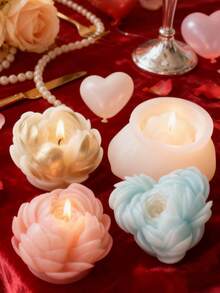 1pc Delicate Floral Silicone Candle Mold - Easy Release/Reusable For Wedding/Mother's Day DIY Crafts - White - View 4