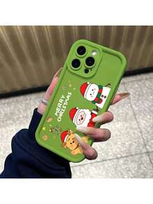 Funda protectora de teléfono con Navideña Para Móvil Con Santa Y Renos regalo de moda minimalista interesante para hombres y mujeres, adecuado para iPhone16/15/15Pro/15ProMax/14/13/12/11/XsMAX, iP 17,  Max Series,A14/A15/S23 Ultra/A50/A12/A32/A52/A72/A51/A21S/A13/A14/S22 Ultra/S23/A33/A53/S20 FE,Protección completa contra caídas, resistencia a impactos y prevención de rayaduras,diseño creativo y de moda para hombres y mujeres - Verde lima - Ver 6