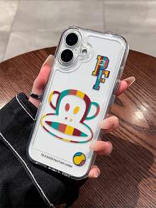 官方授权 Paul Frank 透明太空主题手机壳，全包式猴脸防摔摄像头保护套，卡通猴子彩色字母图案，全新兼容 13/14/15/16/17 Pro Max 手机保护套 - 彩色 - 查看 3