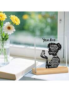 1pc Acrylic Motivational Desktop Plaque - Positive Affirmation Decor, Suitable For Home, Office Or Bedroom - Modern Minimalist Style, Great For Birthday, Housewarming, Holiday, Inspirational And Encouragement Gift - Black - View 4