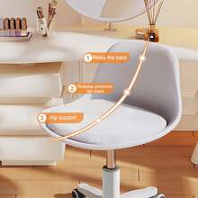 Height-Adjustable Desk Chair - Cute Padded Armless Chair For Girls, Plastic Office Chair For Home, Small Comfortable Study Chair For Teenagers, Ideal For Home Office And Dressing Table - White - View 3