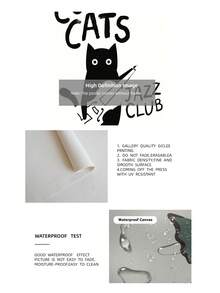 1张无框酷猫爵士俱乐部海报，复古音乐墙饰，复古猫咪插画，爵士乐队卧室海报，送给音乐爱好者的趣味礼物，时髦房间装饰，大学生宿舍必备 - 彩色 - 查看 9