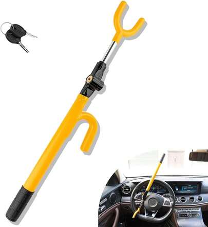 Steering Wheel Lock Anti Theft Adjustable Length Car Security Lock With Key Heavy Duty Anti Theft Car Lock For Car Truck SUV Pickup Van