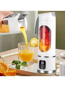 Portable Usb Rechargeable Mini Blender & Juicer - 3 Modes, Digital Display, 16-Blade, 15.22oz, Easy Clean, Ideal For Travel - Fresh Juices Anywhere - trắng - Xem 1