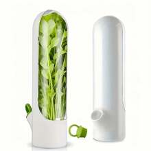 SOKANY 1pc Transparent Vegetable Storage Box, Refrigerator Fresh-Keeping Container. Transparent Shell, Plastic Material, No Battery Required. Suitable For Freshly Storing Cilantro, Cucumber, Carrot And Other Ingredients, Essential Kitchen Tool. - White - View 2
