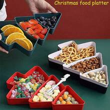 Christmas Tree Shaped Appetizer Platter, Snack Tray | Holiday Tableware, Can Hold Nuts, Candies, Dried Fruits And Seeds, Compartment Party Tray, Holiday Party, Kitchen, Office, Space-Saving Countertop Storage, Christmas Candy Decor, Compartment Dish - Multicolor - View 10