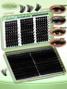 Lashsun 540pcs D Curl 4 Styles 10-18mm/14-22mm Mixed Length Fluffy Volume Cluster Lashes Kit Soft And Comfortable False Eyelashes Long-Lasting Lashes Kit With Lash Bond&Seal Lash Remover And Tweezers Eyelash At Home For Daily Life&Dates And Party - màu đen - Xem 10