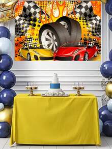 Hot Wheels 火焰赛车主题摄影背景，适用于男孩生日派对拍照、户外用餐派对背景、生日派对用品背景、情人节、斋月、新年和生日派对装饰 - 彩色 - 查看 11