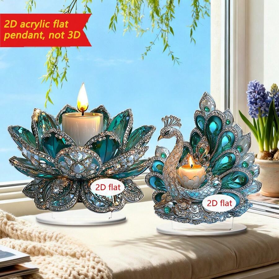 1/3/20 chiếc Trang trí bàn làm việc hình hoa sen và chim công, Tấm acrylic đa chức năng, Thích hợp cho gia đình, ký túc xá, văn phòng, trang trí ngày lễ. - Nhiều màu - Xem 1