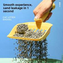 1PC Anti-Slip Handle Cat Litter Scraper - Durable Splash-Proof Efficient Sifting Sturdy For Home Litter Box Cleaning Dorm Pet Care Cat Houses Apartment Cat Care | Hassle-Free Mess-Free Cat Litter Scoop - Màu vàng - Xem 7