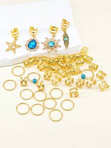 45件巴洛克海洋元素发饰，夏季发饰，编发，适合女孩参加音乐节 - 金色 - 查看 5