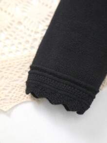 Baby Girls' Elegant Hollow Floral Lace Knit Cardigan Shawl, A Gift For Baby! - 黑色 - 查看 3