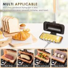 Hot Sandwich Maker, Hot Dog Toaster, Double-Sided Sandwich Baking Pan, Double Sided Frying Pan, Grilled Cheese Maker Nonstick Sandwich Maker Flip Grill Pan For Breakfast Pancakes, Toast, Omelets - MàuA - Xem 2