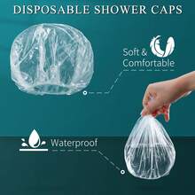 30/98/198pcs Shower Cap, Bathing Cap, Waterproof Elastic Thick & Large Shower Cap, Convenient To Carry, Salon Shower Cap, Hair Care Cap - White - View 4