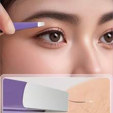 4-Piece Purple Stainless Steel Eyebrow Tweezers Set - Purple Makeup Tool Kit For Eyelash Extension, Eyebrow Shaping, Facial Hair Removal, And False Lash Application