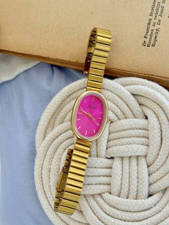1pc New Fashionable Gold Bracelet Watch For Women, Vintage Luxury Minimalist Elegant Versatile Quartz Watch