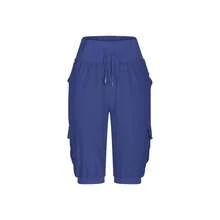 Pantalones Casuales, para Mujer, de algodn y Lino, Lisos, Informales, de Largo 3/4, con Cintura elstica, Holgados, Talla pequea. - inicial - Ver 5