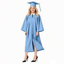 Unisex Matte Graduation Cap And Gown 2025 2026 With Tassel For College High School Graduates And Bachelor,Graduation Cap And Gown 2025 Set With Tassel,Unisex Graduation Cap And Gown Tassel Set With 2025 And 2026 For High School And Bachelor,Adult Unisex Black Graduation Robe College High School Doctoral Ceremony Gown Comfortable Woven Fabric - 天藍色 - 查看 17
