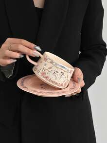 1pc Swan Shaped Cute Ceramic Cup & Saucer Set, Suitable As Gift For Girls Or Promotional Item, Ramadan Eid Al-Fitr Gift, Coffee Cup, Milk Cup, Juice Cup, Latte Cup, Matcha Cup, Graduation & Back To School Gifts - Multicolor - View 8