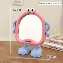 Cute Adjustable Angle High Definition Glass Makeup Mirror - Portable Tabletop Mirror With Adorable Animal & Face Patterns, Adjustable Stand, Suitable For Vanity, Bedroom, Easy To Clean, Dorm Essential