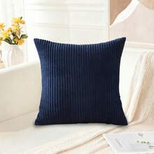 1/2pcs Decorative Pillow Case Cover Set, Navy Blue Corduroy Stripe Pattern, Suitable For Sofa, Living Room, Office Decor - Navy Blue - View 12