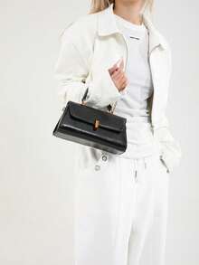 Bolso de hombro cuadrado pequeño de moda vintage para mujer, de piel sintética (PU) en patchwork, para uso diario - Negro - Ver 4