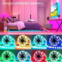 5m tiras LED luces 5050 RGB, tira multicolor para decoración, iluminación flexible para habitaciones, fiestas o muebles, control remoto incluido, instalación fácil y segura, bajo consumo energético, efecto visual dinámico. - Tipo de Enchufe A USA (110-127V) - Ver 3