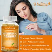 Mulittea | Vitamin C Capsules, Supports Immune Health, Hair, Light Beige, Nail Health, Antioxidant Support - 120 Capsules - 2 bootles(240pcs) - 查看 5