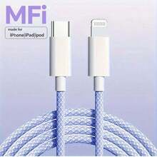 Cáp dữ liệu Type-C sang Lightning bện nylon 20W, dài 3.3ft/6.6ft, tương thích với iPhone 14/13/12/11 Pro Max/XR/XS/X/8/7/6 Plus/SE/, cáp sạc nhanh, chứng nhận MFi, tương thích với 14 Pro Max, 14 Pro, 14 Plus, 13 Pro Max, 13 Pro, 13, 12 Pro, 12, 11, XS, XR, 8 Plus, 8, 7, 6, 5, SE và bộ sạc. - Nhiều màu - Xem 11