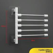1pc No Drill Stainless Steel Towel Rack, Bathroom Organizer Foldable Rotating Hanging Shelf - White - View 13