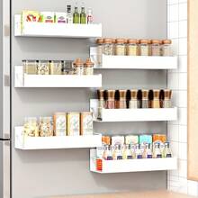 Magnetic Side Storage Rack, Heavy Duty Multipurpose Storage Rack, Suitable For Refrigerator, Freezer And Washing Machine, No Drilling Required For Installation, Rust-Resistant Black Coating, Wall-Mounted Spice Rack, Essential Home Storage Item